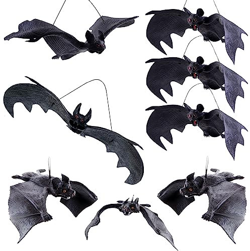 Halloween Deko Fledermaus Set, 8 Stück 3D Fledermäuse Hängend Gruselig Outdoor Indoor, Horror Dekoration Für Garten Fenster Tür Baum Draußen
