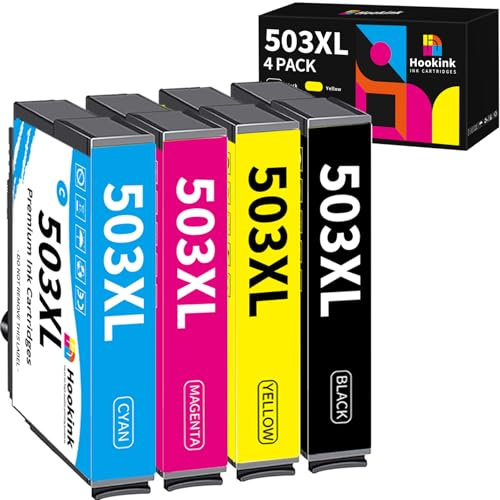 Hookink 4er-Pack 503XL Patronen Kompatible mit Epson 503XL 503 XL Druckerpatronen Kompatible für Epson Expression Home XP-5200 XP-5205 Workforce WF-2960 WF-2965 WF-2960DWF WF-2965DWF