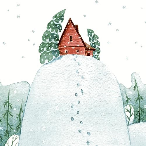 20 Servietten Weihnachten Haus auf Hügel als Tischdeko. Papierservietten mit Motiv. Auch für Decoupage und Serviettentechnik 33x33cm