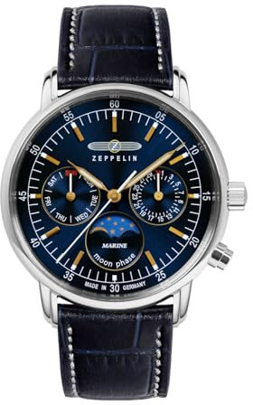 Zeppelin Damen-Armbanduhr LZ 14 Marine Mondphase Blau 8635-3