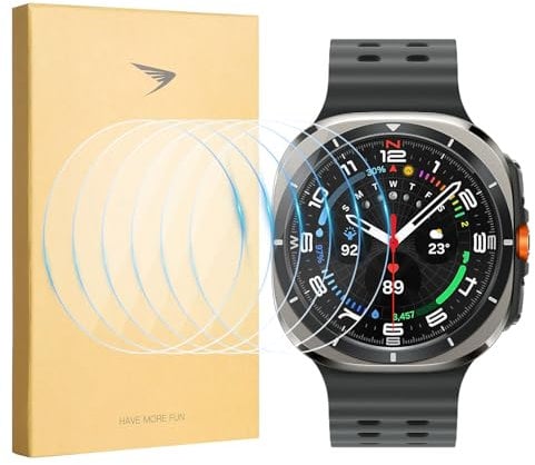 Tuocal 6 Pack Screen Protector Compatible with Samsung Galaxy Watch Ultra 47mm / Galaxy 6 Classic, 9H Tempered Glass Hardness Resistant Anti-Scratch for Samsung Galaxy Watch Ultra 47mm Smartwatch