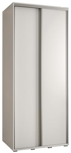 MEBLE KRYSPOL Davos 1 110 Schlafzimmerschrank mit Zwei Schiebetüren - Moderner Kleiderschrank mit Kleiderstange und Regalen - 235,2x110x60 cm - Weiß Weiß Silber