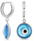 Spiritueller Schutz Runde Blaue Nazar Böser Blick Tropfen Huggie Mini Creolen Endlos Für Frauen Teenager Murano Glas .925 Sterlingsilber