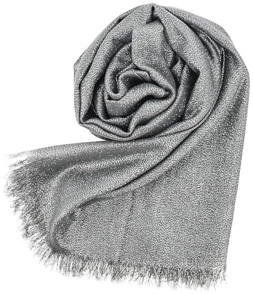 Stellazeta Elegante Stola für Damen, Zeremonie mit Lurex, eleganter Damen-Schulterschutz für Kleid, Schal für elegante Kleidung, leichter Damenschal für den Sommer, Silbergrau, 200 cm x 80 cm