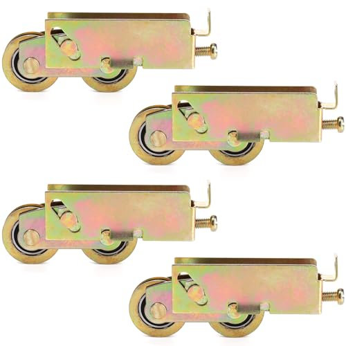 Dicunoy 4 PCS Sliding Patio Door Rollers, 1-1/4 Single Roller Steel Ball Bearing Replacement, Sliding Glass Door Tandem Roller Assembly Wheels for Screen Doors, Gates, Windows