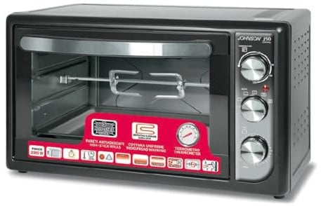 Forno Elettrico Multifunzione Johnson J50 2000W 50L - Girarrosto, Timer 60 Min - Cottura Rapida e Uniforme di Carne, Pane e Dolci e Affidabile