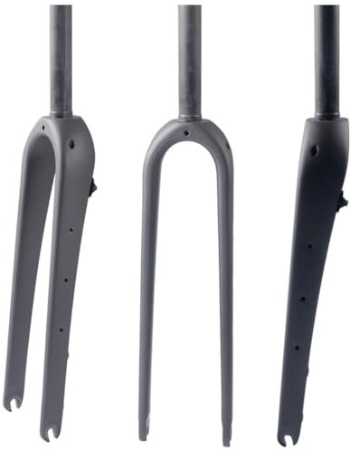 DHNCBGFZ 700C Carbon Fiber Starrgabel Gravel Road Bikes Gabel Scheibenbremse Vorderradgabel 1-1/8 Gerades/konisches Rohr QR 9 * 100mm Fahrrad-Vorderradgabeln(Straight Tube,Matte Black)