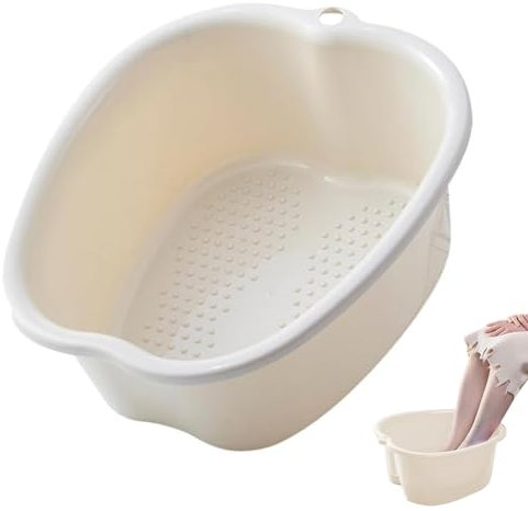Chpbolly Foot Soaking Tub Large Size Foot Basin Sturdy Soaking Feet Bucket Massager Tub Exfoliation Callus Pedicure Foots Spa Bath Bucket for Women and Men (White)