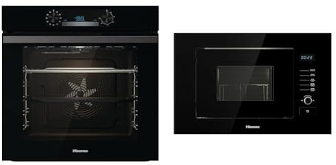 Hisense BI64211PB 77 Litre Built In Electric Single Oven With Pyrolytic Cleaning, Pizza Mode & HB20MOBX5UK Integrated 20 Litre 800W Microwave oven - Black