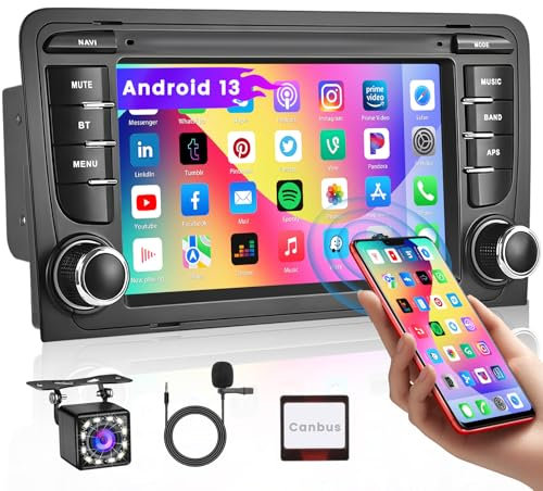 Android Car Stereo for 2003-2012 Audi A3 S3 RS3 7 Inch Touch Screen Radio with GPS Navigation WiFi Bluetooth Mirror Link FM RDS Split Screen Backup Camera