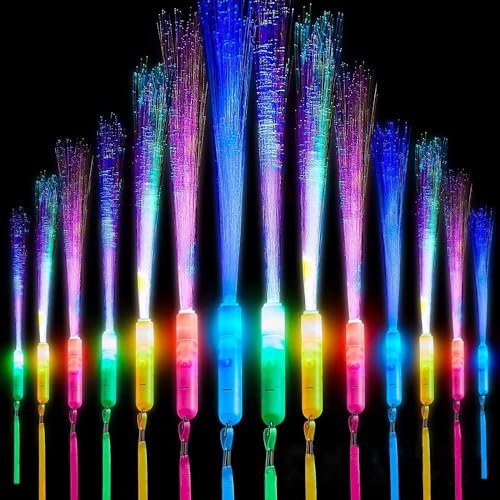 Leuchtstäbe Glasfaser,72 Stück Leuchtwedel Bunt,Leuchtstäbe Partyzubehör,Leuchtwedel Glasfaser Kinder,Bunte LED Leuchtstäbe für Kinder Party,Discos, Konzerte,Weihnachten,Club,Karneval,Hochzeiten