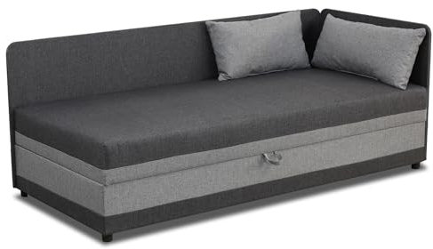 Bonni24 Einzelbett mit Staukasten Jugendbett Einzelbettsofa mit Bettkasten Hirek (Graphit/grau, 80x200)
