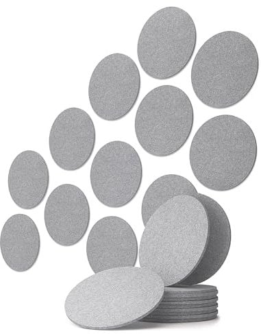 vilz 12 Stück Schallabsorber Panel Akustik aus recyceltem Filz - Akustikplatten Schalldämmung Ø 250 x 9 mm Farbe Felsgrau