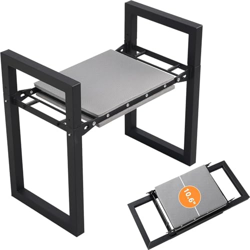 LAIDER HEROS Tabouret de Jardin Pliable, 32cm Pliable Banc Agenouilloir avec Poignées, Appareil Robuste pour Genoux, Capacité de 180 kg, Banc Multifonction de Jardin pour Seniors, Femmes, Hommes/Noir