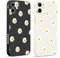 Yirlbey 2 Stück für iPhone 12 Hülle 6,1 Zoll Handyhülle mit Blumen Gänseblümchen Muster Cute Aesthetic Motiv Case, Weiche Dünn Schwarz Beige Silikon TPU Kameraschutz Stoßfeste Schutzhülle
