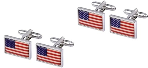 DEARMAMY Manschettenknöpfe für Hemden Handgelenkmanschetten Ansteckkrawatten für Männer binden Bogen Arm Amerikanische Flagge Manschettenknöpfe USA Flagge Design Manschettenknöpfe