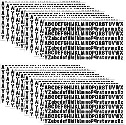 20 Blatt Kleine Buchstaben Aufkleber, 13mm Klebebuchstaben Wetterfest Sticker, Aufkleber Buchstaben, Buchstabenaufkleber, Sticker Buchstabens zum Basteln, Tür, Fenster, Schild, Notizbuch (Schwarz)