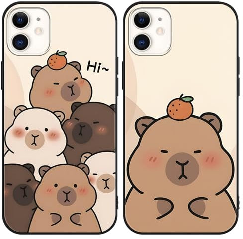 PBNDJVG Kawaii Phone Cases Funny Capybara Case for iPhone 11 6.1 Inch, Anime Cartoon Cute Pattern Shockproof Soft TPU Silicone Gel Drop Protection Case for Women Girls