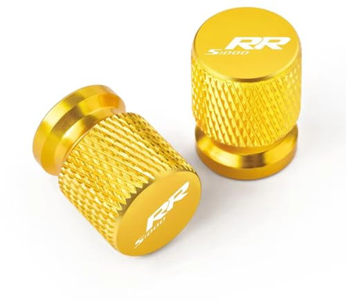 WSOPP 4 Stück Motorrad Ventilkappen für BMW S1000RR S 1000RR S1000 RR All Years CNC Aluminium mit Graviertem Logo Staubdichte Reifenkappen Motorradventile,Gold Style