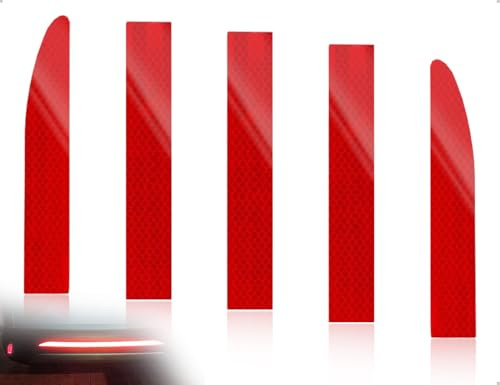 Emezddo 5 Stück Reflektierende Aufkleber,Nachtsichtbarkeit Selbstklebend Reflektorband,Universal Auto Streifen Aufkleber,verwendet für Auto Kofferraum(Rot)