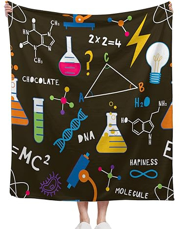 CIAIDU Throw Blanket, Colorful Science Lab Blanket Fun Lab Beaker Throw Blankets for Bed Kids Adults, Lightweight Cozy Blanket for Living Room, Bedroom 50x60