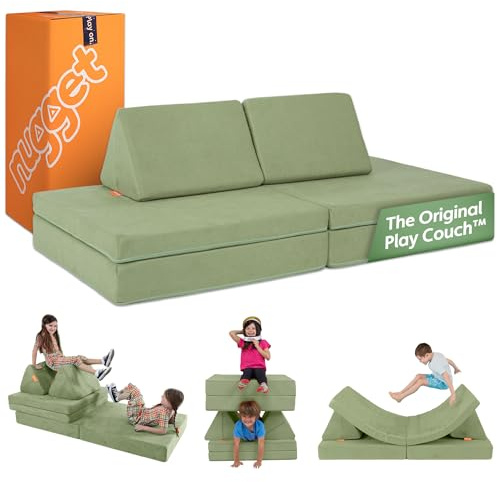 Nugget - The Original Play Couch for Kids - Modular Foam Children's Sofa for Playroom, Imagination, & Creative Open Ended Play - Washable & Convertible Playroom Furniture, Bamboo