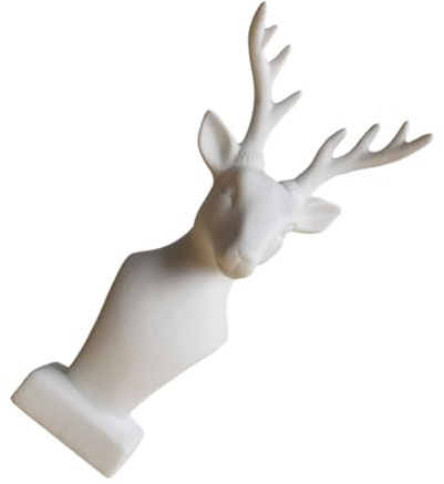 ROMISBABA Keramik Hirschkopf Deko Ornament Weiß Skulpturale Wohnaccessoire Für Schreibtisch Und Wohnzimmer