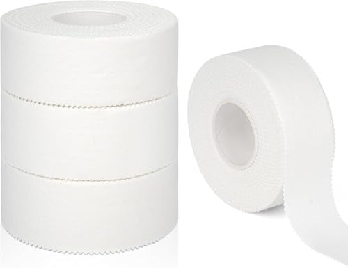 Zodazoqa 4 Rollen Zinkoxid-Tape, 2,5 cm x 10 m | atmungsaktives Sporttape, leicht abreißbares