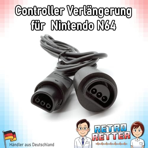 RetroRetter 1x Controller Verlängerung 1,8m für Nintendo 64 / N64 - Kabel Verlängerungskabel