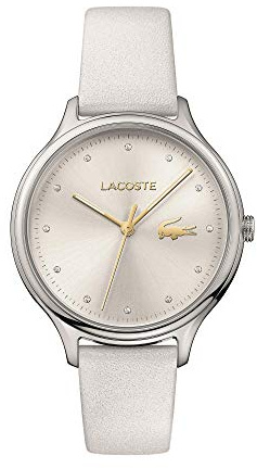 Lacoste Analog Quarzuhr für Damen mit Weisses Lederarmband - 2001005