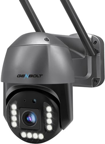 GENBOLT [DC&POE 4K Telecamera Wi-Fi Esterno, 8MP PTZ Videocamera Sorveglianza Esterni CCTV IP WiFi Camera Sicurezza, Inseguimento Automatico,Rilevamento di Persone/Veicoli,Visione Notturna a Colori