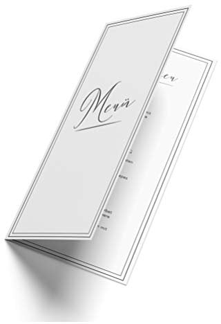 (10 x) Menükarte Menü Speise Getränke Karte Silberne Goldene Hochzeit Geburtstag Taufe - Schwarz Weiß