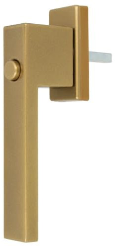Design Aluminium Fenstergriff Dublin mit Druckknopf - pulverbeschichtet, Farbe:Gold F4, Stiftlänge:35mm