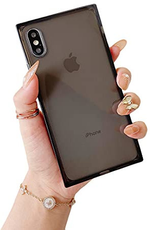 Cocomii Square Clear iPhone XS Max Case, Slim Thin Glossy Soft Flexible TPU Silicone Rubber Gel Trunk Box Square Edges Fashion Phone Case Bumper Cover Compatible with Apple iPhone XS Max 6.5 (Black)
