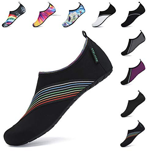 SAGUARO Unisex Zapatos de Agua de Verano Zapatos Descalzos de Natación para Hombres Mujers Calcetines de Aqua de Secado Rápido Yoga Negrooscuro 38/39 EU