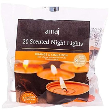 OnlineStreet Scented Tealight Votive Candles Pack - Wax Tarts in Different Assorted Refreshing Fragrances with 8 Hours Burning Time (Orange & Cinnamon)