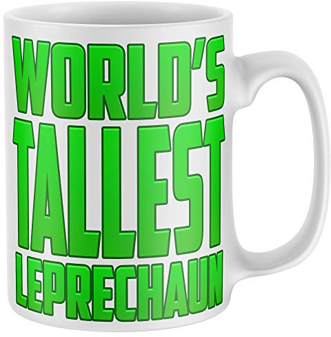 Purple Print House Home & Kitchen Worlds Tallest Leprechaun Mug - Funny St Patricks Day Joke Gifts For Men Women Kids - Irish Lucky Paddys Day Tea Coffee Cup, White, One Size