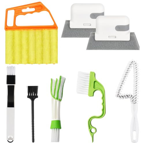 Openfly Groove Gap Reinigungswerkzeuge, 8 Stück Handheld Fenster Tür Schiene Reinigungsbürste, Fenster Blind Staubwedel Bürste, Klimaanlage, Auto-Lüftungsschlitze