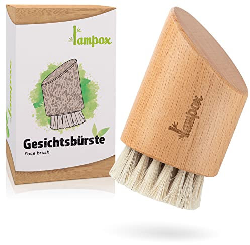lampox® Gesichtsbürste Trockenbürste Gesicht face brush Peelingbürste Peeling Reinigung Naturborsten aus Pferdehaar Buchenholz