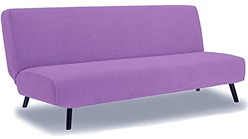 BXFUL Sofabezug ohne Armlehnen Jacquard Sofa Überzug Armloser Sofaüberwurf Stretch Sofahusse Spandex Abdeckung Husse für Sofabett Weich Stoff (L170?215cm,Helles Lila)