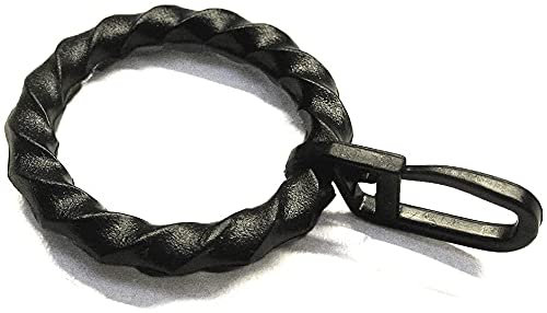 Gardinenringe, Vorhangringe mit Faltenhaken, schwarz Ø innen 28, außen Ø 38 mm, Kunststoff - verwendbar für Rohre und Gardinen Stangen Ø 16 mm - 20 mm (30 Stück)
