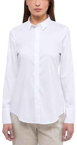 ETERNA Fitted Bluse Langarm Performance Hemdkragen Stretch weiß