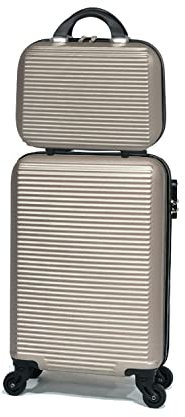 CELIMS Cabin Suitcase - Small Size - Hand Luggage - Complies with New EasyJet Regulations, Champagne, Bagage à Main Avec Vanity, Contemporary