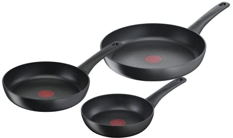 Tefal Ultimate On G2609072 Set of 3 Pans 20/24/28 cm with Very Robust Coating, Thermal Signal, Thermal Fusion, Deep Shape, All Hob Types, Oven-Safe, PFOA-Free, Black