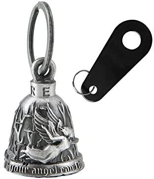 GARGOYLE BELLS 3D Motorrad Glocke mit Haken für Biker Glücksbringer Glocken und Motorradzubehör, Schlüsselanhänger mit zierlicher Glücksglocke Engel Medium