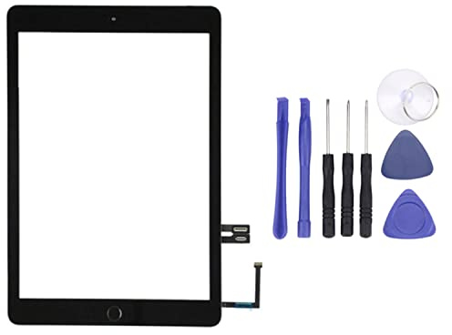 For iPad 6 6th Gen 2018 9.7 A1893 A1954 Touch Screen Digitizer Replacement Parts With Free Repair Tool Kit & Includes Home Button (Black)