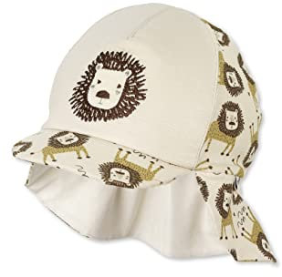 Sterntaler Baby Jungen Schirmmütze Baby Schirmmütze Nackenschutz Löwe - Schirmmütze Baby, Baby Mützen - aus Baumwolle - beige, 49