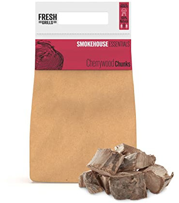 Fresh Grills Cherry Wood BBQ Smoker Chunks 10L (3kg) – 100% Natural Wood for Pizza Oven, Kamado Grill, Smoker – Rich Smoky Flavour – Low Moisture, High Heat – Eco-Friendly, Plastic-Free Packaging
