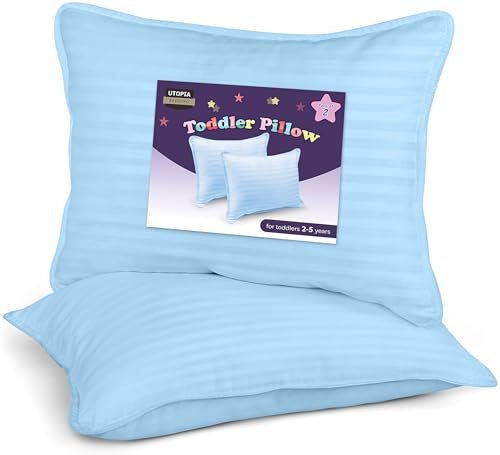 Utopia Bedding Kopfkissen Kleinkind 40 x 60 cm, 2er Set Kinderkopfkissen, Atmungsaktiv Polybaumwolle Gewebe, Kinderkissen zum Schlafen, Kissen für Kleinkinder, Für Kinder ab 2 Jahren (Hellblau)