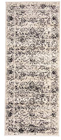 Mazovia Läufer Teppich Flur - Vintage Teppichläufer - Kurzflor, Weich - für Vorzimmer Küche Korridor - Vintage Muster - ÖKO-TEX - Meterware - Used Look Vintage Optik 70 x 300 cm Beige Grau